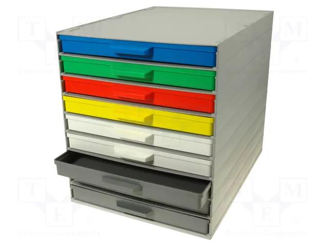 Set with drawers; stationary; polystyrene; grey; 265mm; 355mm LICEFA A1-4/9BUNT