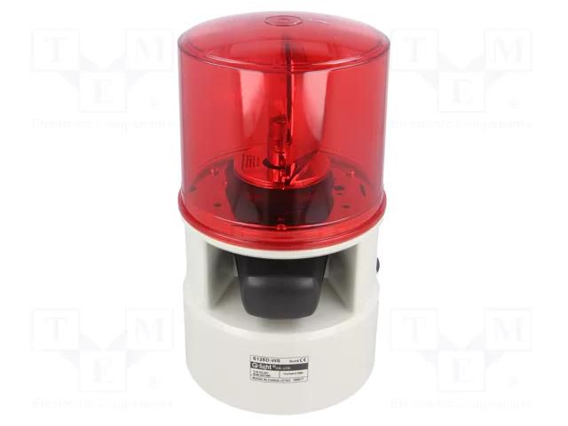 Signaller: lighting-sound; 24VDC; siren,rotating light; red; IP54 QLIGHT S125D-WS-24-R