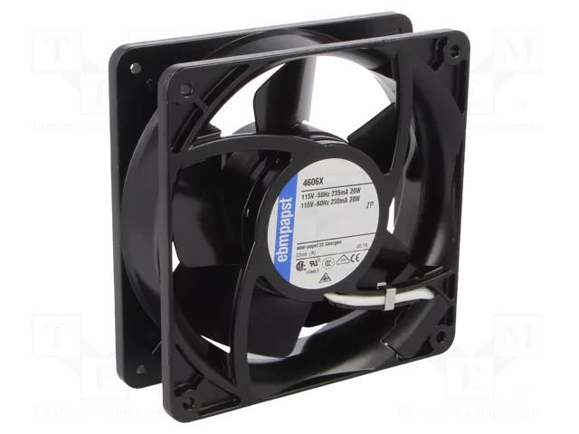 Fan: AC; axial; 115VAC; 119x119x38mm; 180m3/h; 51dBA; ball; 3100rpm EBM-PAPST 4606X