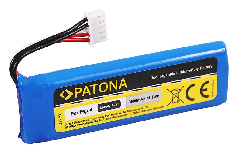 Battery f. JBL Flip 4 / Flip 4 Special Edition GSP872693 01 3.7V 3000mAh 11.1Wh PATONA PT6711 4055655184052