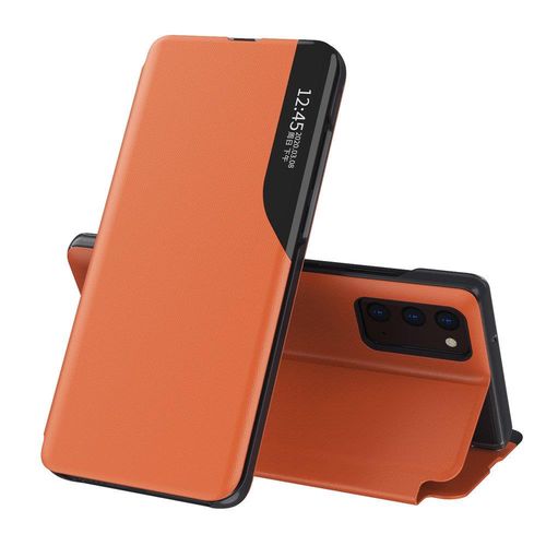 Eco Leather View Case elegant bookcase type case with kickstand for Samsung Galaxy A72 4G orange, Hurtel 9111201926882 9111201926882