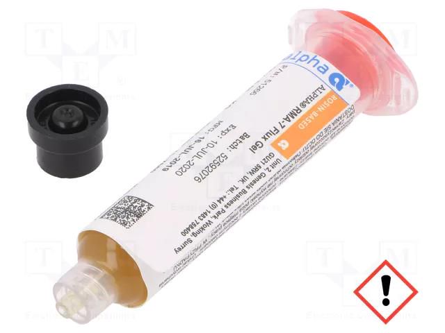 Flux: rosin based; halide-free,RMA,ROL0; gel; syringe; 10ml; amber ALPHA TOPNIK-GEL