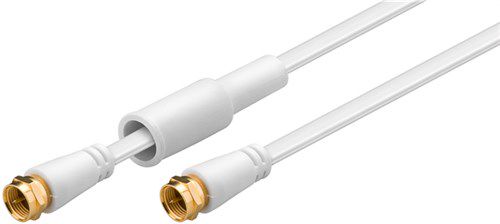 Flat SAT Antenna Cable (80 dB), Double Shielded, Weather Protected, 2.5 m, white - gold-plated, F-plug > F-plug (fully shielded) 67288