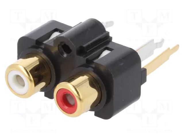 Connector: RCA; socket; female; double; straight; THT; gold-plated CLIFF FW6192