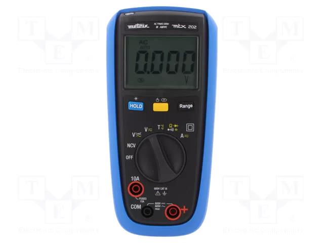 Digital multimeter; LCD; (4000); VDC: 4V,40V,400V,600V; True RMS METRIX MTX202