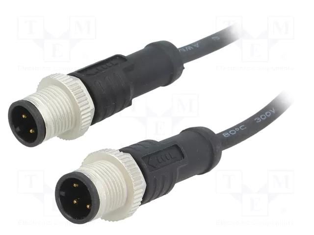 Cable: for sensors/automation; PIN: 4; with metal nut; plug; 250V AMPHENOL LTW M12A04ML12AMLSB001