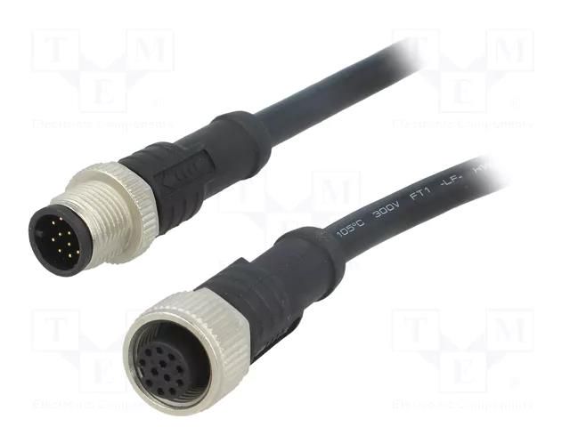 Cable: for sensors/automation; plug; PIN: 12; M12 male,M12 female AMPHENOL LTW M12A12ML12AFLSD001