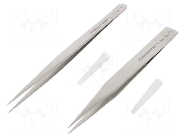 Tweezers-set; for precision works; Blade tip shape: sharp; 2pcs. LINDSTRÖM SA.9858