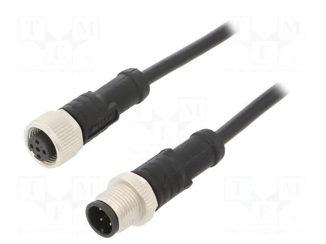 Cable: for sensors/automation; plug; PIN: 4; M12 male,M12 female AMPHENOL LTW M12A04ML12AFLSD001