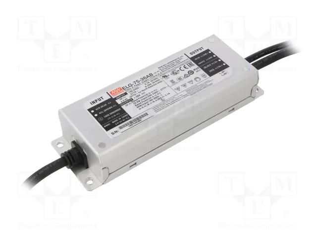 Power supply: switching; LED; 60W; 12VDC; 2.5÷5A; 100÷305VAC; IP65 MEAN WELL ELG-75-12AB