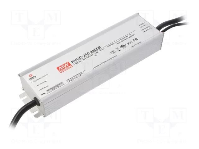 Power supply: switching; LED; 240.1W; 34.3÷68.6VDC; 3500mA; IP67 MEAN WELL HVGC-240-3500B
