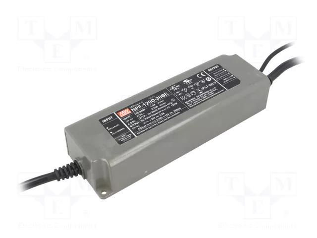 Power supply: switching; LED; 120W; 18÷30VDC; 4A; 90÷305VAC; IP67 MEAN WELL NPF-120D-30BE