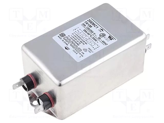 Filter: anti-interference; single-phase; 250VAC; Ioper.max: 20A TE Connectivity 20EMC1