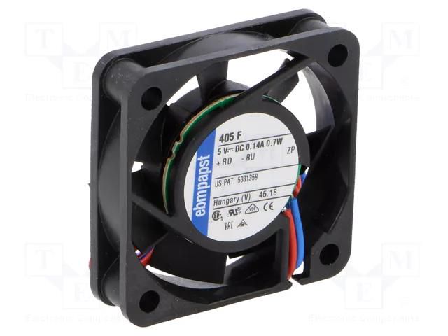 Fan: DC; axial; 5VDC; 40x40x10mm; 8m3/h; 22.1dBA; slide; 5400rpm EBM-PAPST 405F