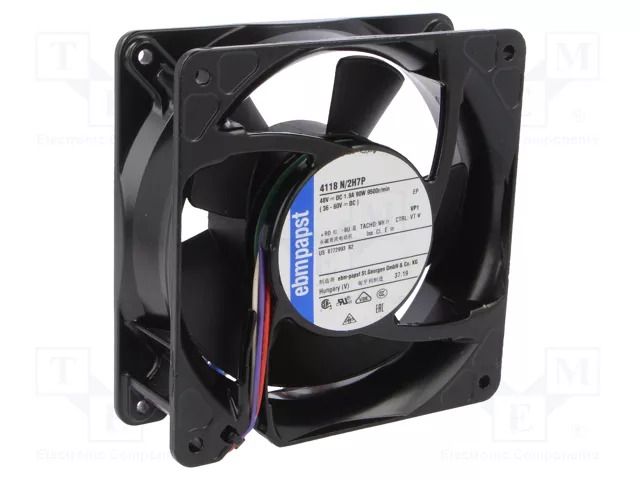 Fan: DC; axial; 48VDC; 119x119x38mm; 494m3/h; 76dBA; ball; 9500rpm EBM-PAPST 4118N/2H7P