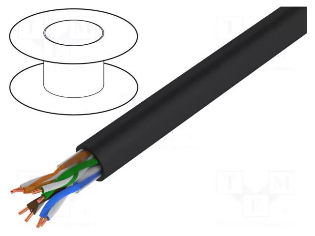 Wire; BiTLAN,U/UTP; 4x2x24AWG; 5e; wire; Cu; PE; black; 6.2mm BITNER BITNER-TI0012