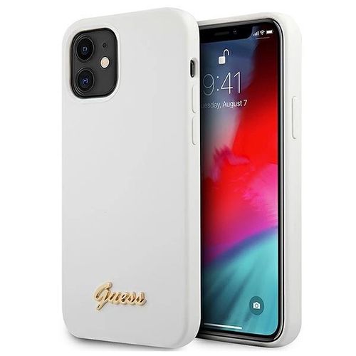 Guess GUHCP12SLSLMGWH iPhone 12 mini 5.4&quot; white/white hardcase Metal Logo Script, Guess 3700740494547 3700740494547