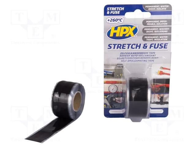 Tape: sealing; W: 25mm; L: 3m; Thk: 0.5mm; black; silicone; max.200°C HPX HPX-STF-2503BK