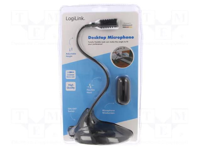 Microphone; Jack 3,5mm; 1.7m; 2.2kΩ; -58dB; 100÷16000Hz LOGILINK HS0047
