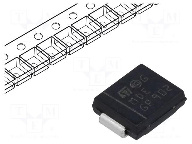 Diode: TVS; 1.5kW; 6.8V; 143A; unidirectional; SMC; reel,tape STMicroelectronics SM15T6V8A