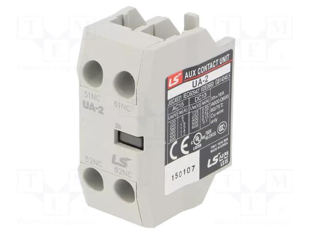 Auxiliary contacts; Leads: screw terminals; front; -5÷60°C; IP20 LS ELECTRIC UA-2-2B