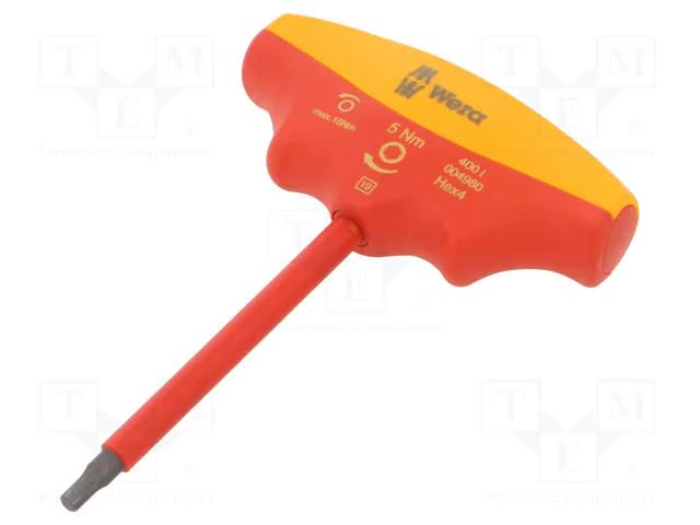 Screwdriver; torque,insulated; hex key; HEX 4mm; 1kVAC; max.5Nm WERA WERA.05004980001