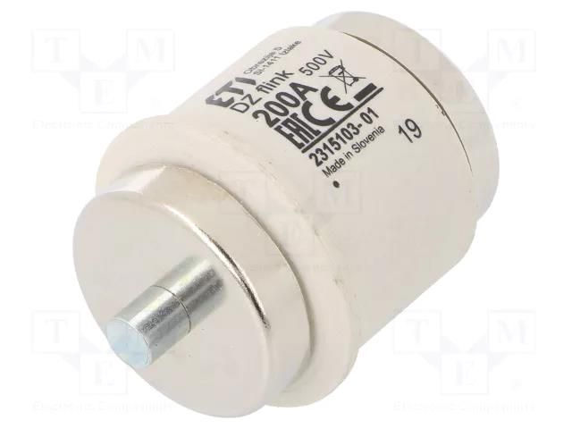 Fuse: fuse; 200A; 500VAC; 250VDC; quick blow; ceramic; DV; D ETI POLAM 002315103