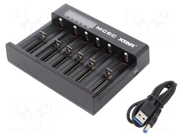 Charger: microprocessor-based; Li-Ion; 3.6/3.7V; 1A; 5VDC XTAR XTAR-MC6C