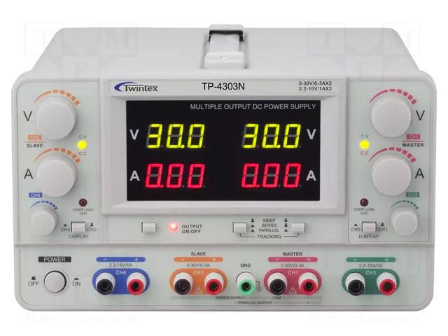 Power supply: laboratory; linear,multi-channel; 0÷30VDC; 0÷3A TWINTEX TP-4303N