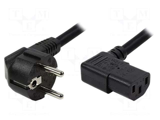 Cable; CEE 7/7 (E/F) plug angled,IEC C13 female angled right LOGILINK CP103