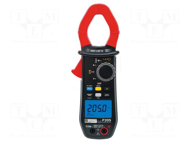 Meter: multifunction; digital,pincers type; Øcable: 34mm; LCD CHAUVIN ARNOUX CA-F205