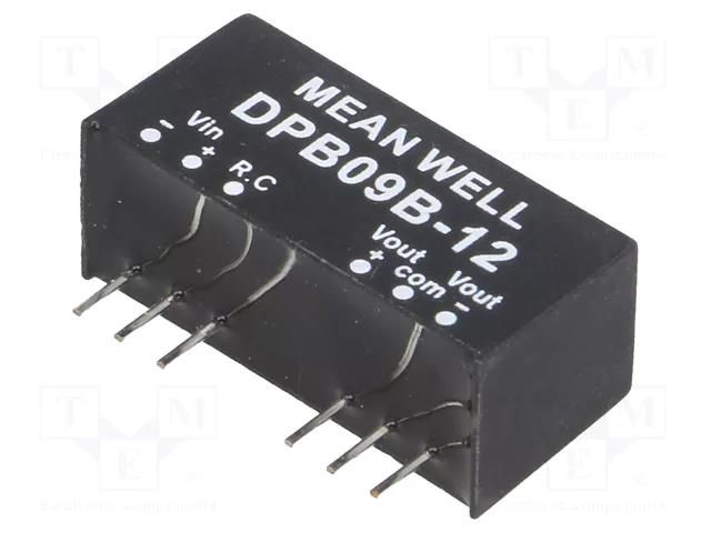 Converter: DC/DC; 9W; Uin: 18÷36VDC; Uout: 12VDC; Uout2: -12VDC; SIP8 MEAN WELL DPB09B-12