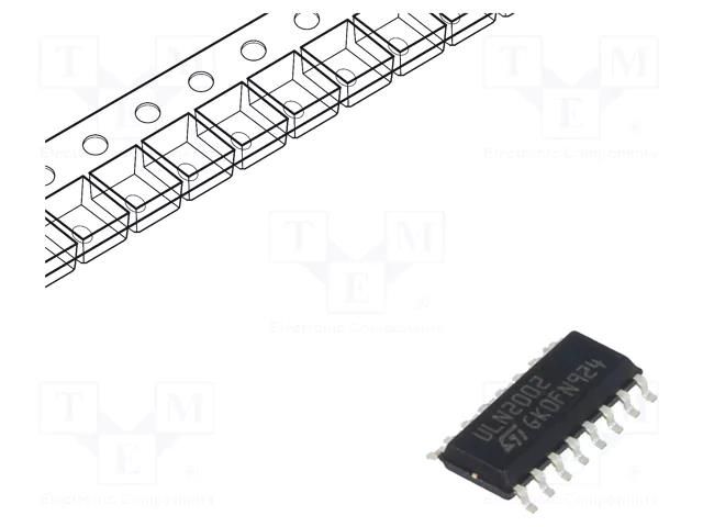 IC: driver; darlington,transistor array; SO16; 0.5A; 50V; Ch: 7 STMicroelectronics ULN2002D1013TR