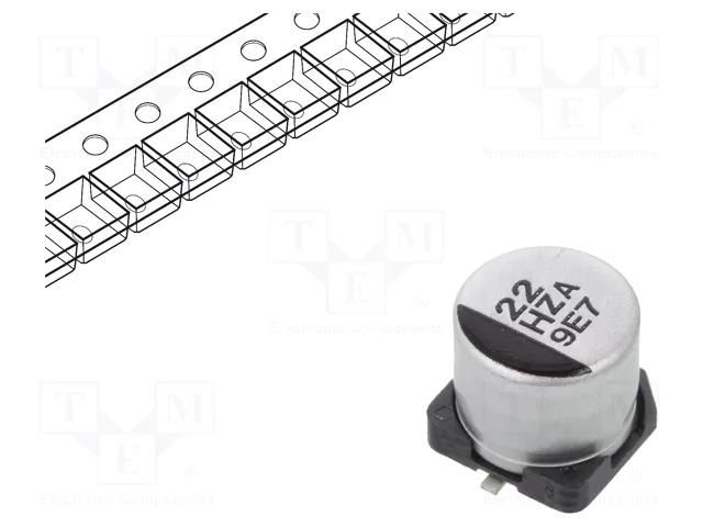 Capacitor: hybrid; 22uF; 50VDC; SMD; ESR: 80mΩ; ZA; ±20%; Ø6.3x5.8mm PANASONIC EEHZA1H220P