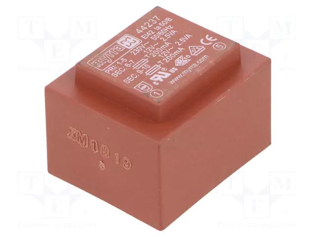 Transformer: encapsulated; 5VA; 230VAC; 12V; 12V; 208mA; 208mA; PCB MYRRA MYRRA-44237