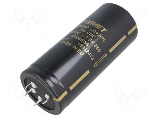 Capacitor: electrolytic; SNAP-IN; 1.3mF; 550VDC; Ø45x105mm; ±20% KEMET ALC70C132FP550
