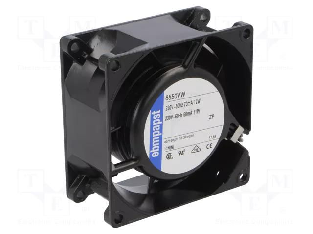 Fan: AC; axial; 230VAC; 80x80x38mm; 50m3/h; 30dBA; slide; 2700rpm EBM-PAPST 8550VW