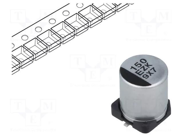 Capacitor: hybrid; 150uF; 25VDC; SMD; ESR: 30mΩ; ZK; ±20%; Ø6.3x7.7mm PANASONIC EEHZK1E151XP