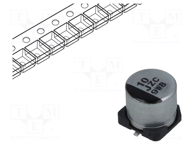 Capacitor: hybrid; H: 5.8mm; 10uF; 63VDC; 700mA; SMD; ESR: 120mΩ; ZC PANASONIC EEHZC1J100P