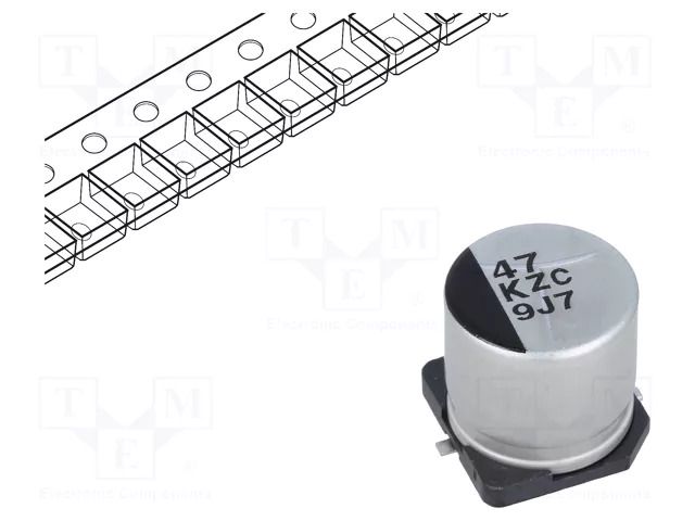 Capacitor: hybrid; H: 10.2mm; 47uF; 80VDC; 1.36A; SMD; ESR: 36mΩ; ZC PANASONIC EEHZC1K470P