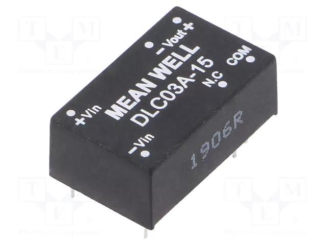 Converter: DC/DC; 3W; Uin: 9÷18VDC; Uout: 15VDC; Uout2: -15VDC; DIP16 MEAN WELL DLC03A-15
