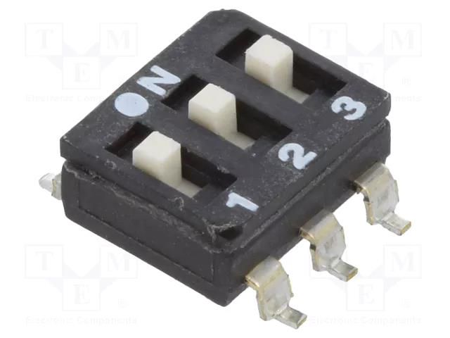 Switch: DIP-SWITCH; Poles number: 3; OFF-ON; 0.025A/24VDC; Pos: 2/3 ECE ESD103EZ