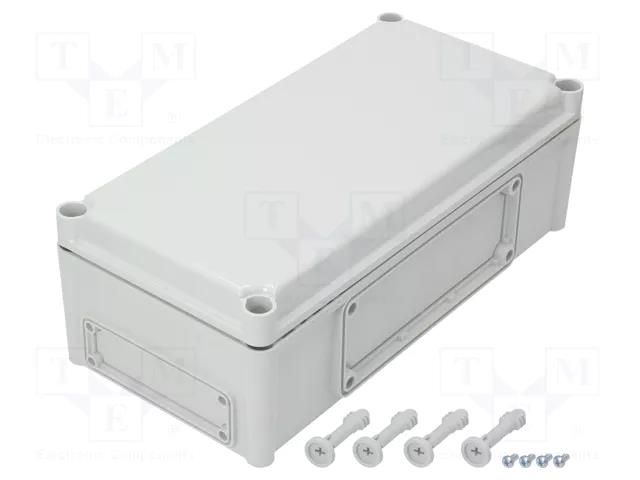 Enclosure: wall mounting; X: 190mm; Y: 380mm; Z: 130mm; EK; grey; IK08 FIBOX EKMB130G