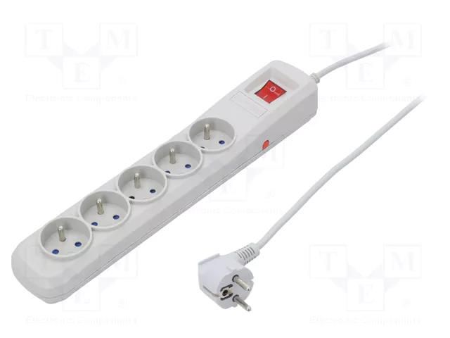 Plug socket strip: protective; Sockets: 5; 250VAC; 10A; grey ARMAC R5/SZ/30
