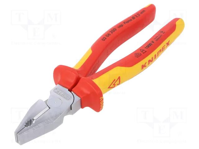 Pliers; insulated,universal; steel; 200mm KNIPEX KNP.0206200