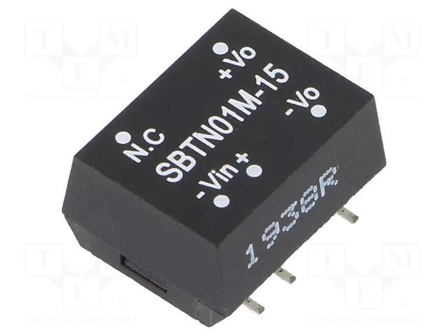 Converter: DC/DC; 1W; Uin: 10.8÷13.2VDC; Uout: 15VDC; Iout: 6.7÷67mA MEAN WELL SBTN01M-15