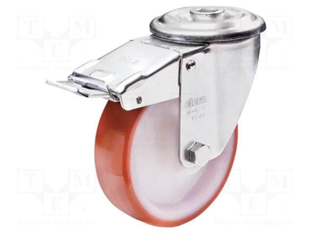 Transport wheel; Ø: 100mm; W: 30mm; H: 128mm; torsional with lock ELESA+GANTER RE.FF-100-FBF-N