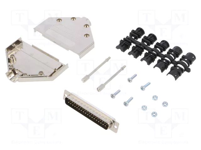 Connector: D-Sub; PIN: 37; plug; male; soldering; for cable; black ENCITECH DTPK-M-37-DBP-K