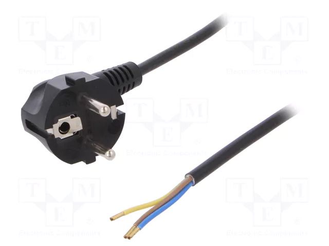 Cable; 3x0.75mm2; CEE 7/7 (E/F) plug angled,wires,SCHUKO plug PLASTROL W-97152