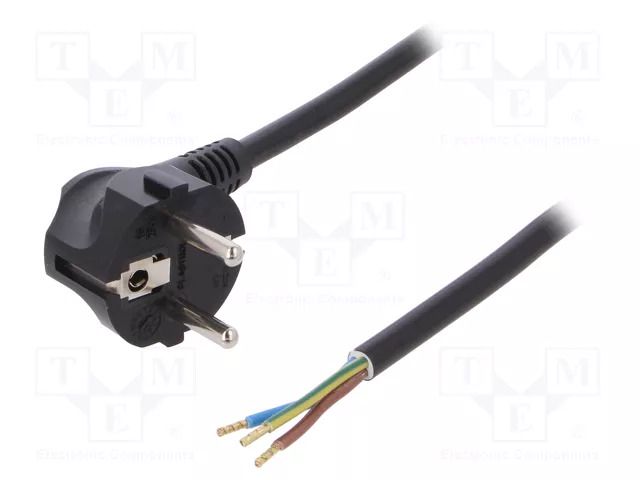 Cable; 3x1.5mm2; CEE 7/7 (E/F) plug angled,wires,SCHUKO plug PLASTROL W-97182